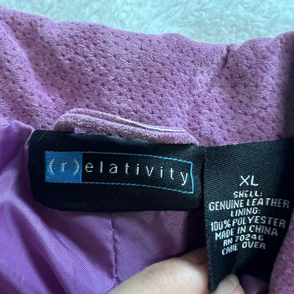Relativity Purple Suede Leather Blazer Jacket - Picture 2 of 5